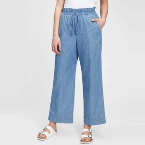 Gap High Rise Chambray Wide Leg Pants Womens 10 Medium Indigo Blue 679051